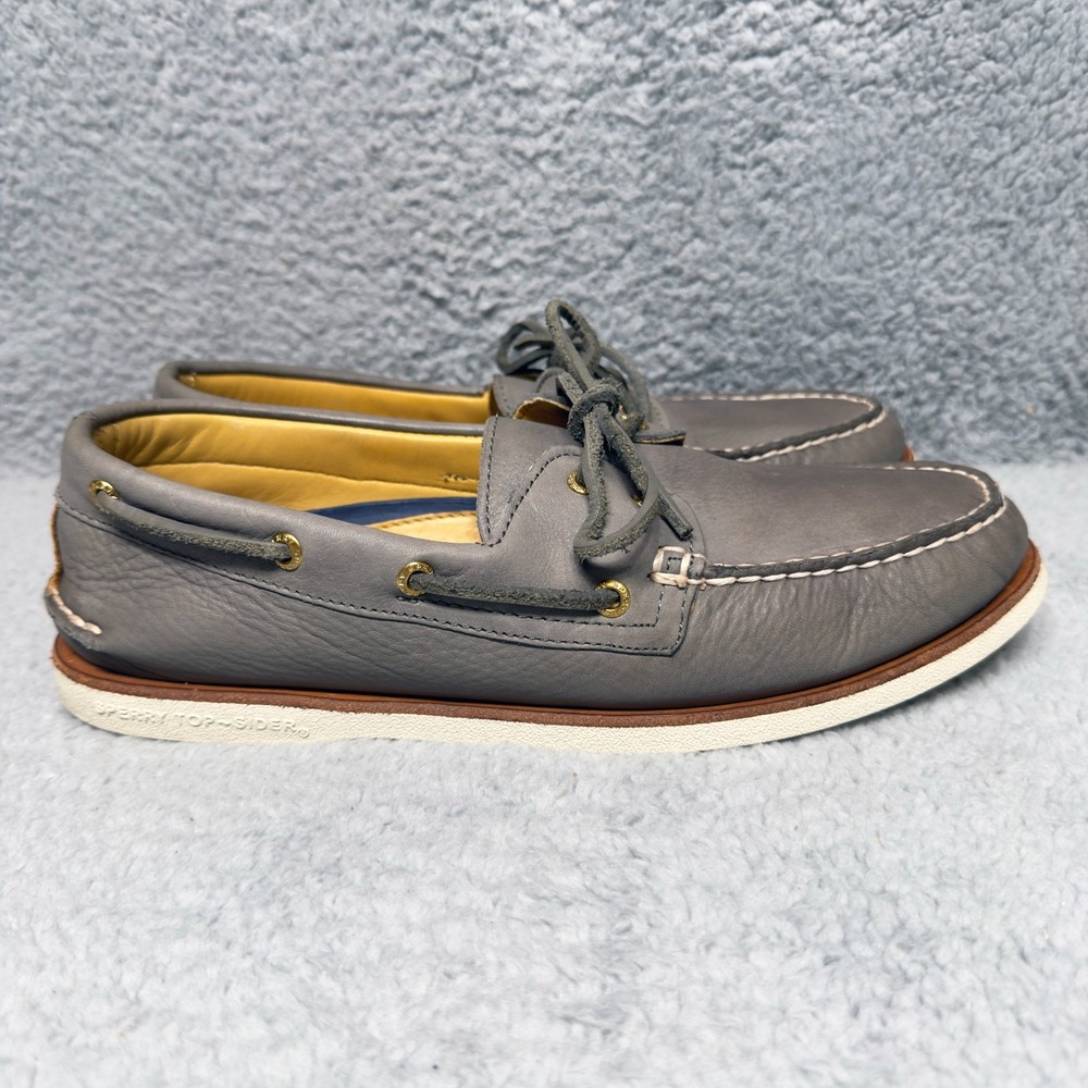 Sperry Gold Cup A/O 2-Eye Mens Size 11 Boat Shoes Soft Gray Leather STS23217